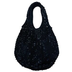 Y2K Sequin Crochet Bag Black